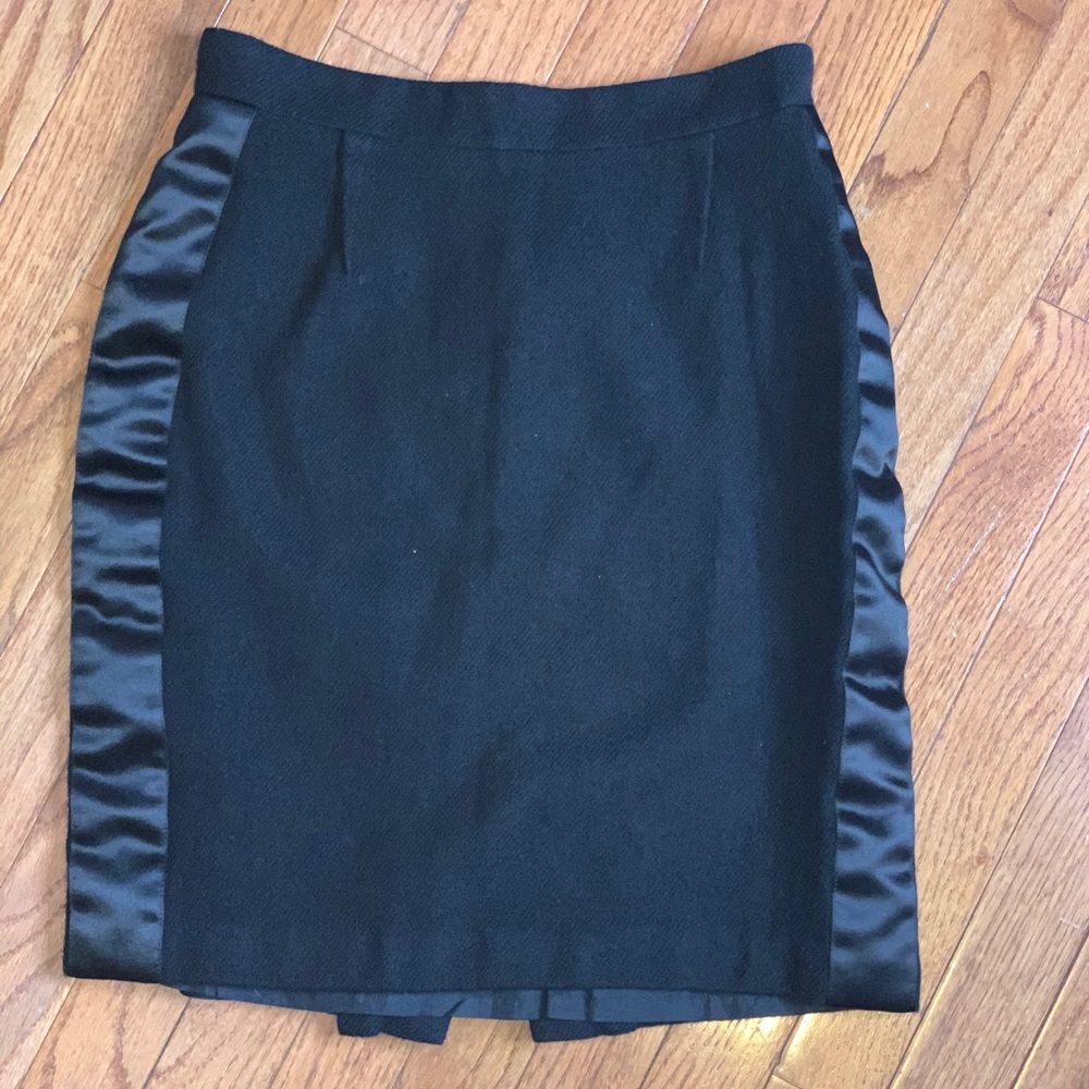 BCBG Wool pencil skirt with satin sides